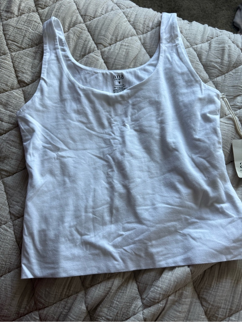 a.n.a White Scoop Neck Tank Top